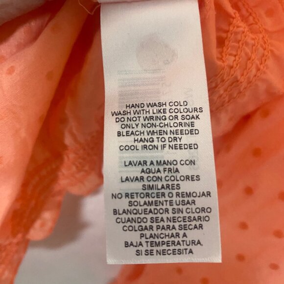 Joe Fresh Cotton Silk Top M Orange Polka Dot 3/4 Sleeve Off-Shoulder - Picture 5 of 13